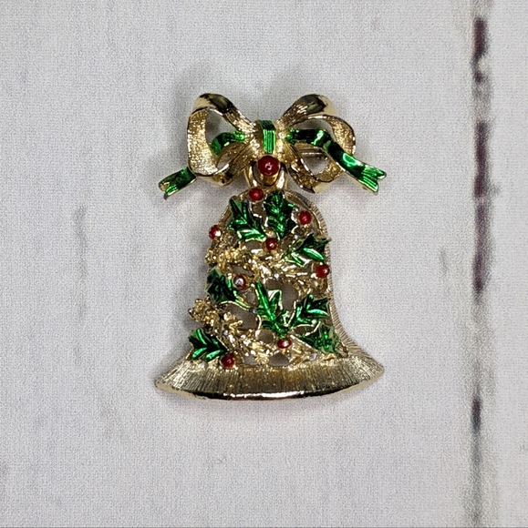 GERRYS  VINTAGE Holiday Bell Lapel Pin Brooch - Picture 5 of 8